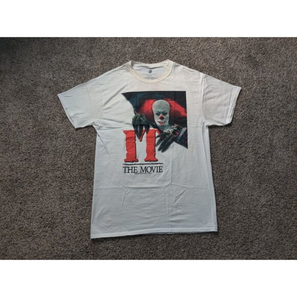 IT The Movie Shirt Adult Mens Medium White Red Evil Clown Short Sleeve - Picture 1 of 16